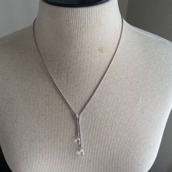 LIKE NEW - Swarovski pearl shaped beveled tear drop crystal necklace - Picture 1 of 5